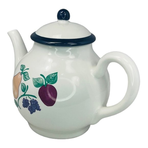 Orchard Medley by Princess House Vintage 80s Ceramic Tea Pot Fruit Pattern - Picture 6 of 10